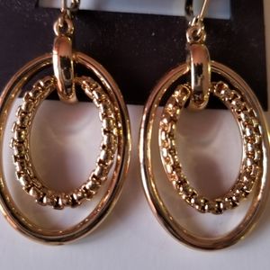 Anne Klein Gold-Tone Drop Leverback Earrings.